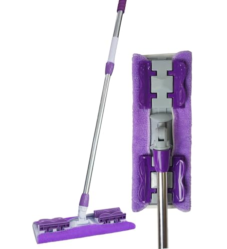 Mikrofiber Mandallı Mop, Teleskopik Saplı, 360 Derece Döner, Yedek Bezli