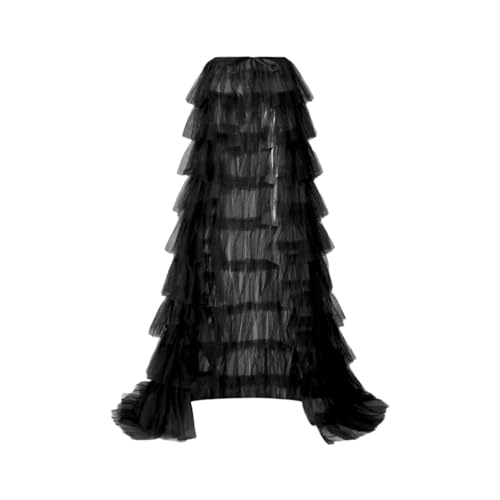Jupe plissée écossaise longue et multicouche noire en taille unique