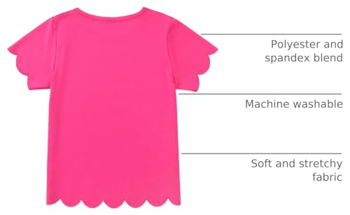 Image of Noomelfish Girls Short Sleeve Scalloped Edge T-Shirts Casual Cute Summer Tee Tops Blouse (5-12 Years)