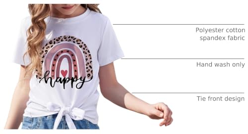 Image of Arshiner Girls Short Sleeve Shirts Tie Knot Front Tops T Shirts for Kids Crewneck Cute Casual Tie Dye Tee Blouse