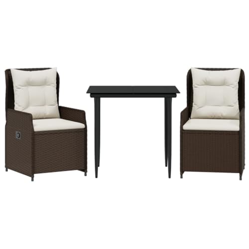 Ensemble à manger de jardin 3 pcs vidaXL marron poly rotin