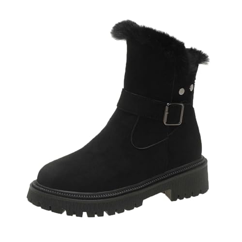 RYTEJFES Botas Mujer Invierno Comodos Casual Elegantes Botas De Nieve Outdoor Original Botas De Invierno Otoño Antideslizante Vintage Botas Nieve Talla Grande Planas Zapatos