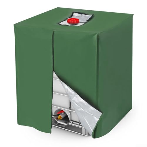 QOXEZY Cubierta de tela Oxford para tanques de agua IBC de 1000 litros con correas ajustables para el viento y parte superior con cremallera para protección contra el clima y los desechos en jardines