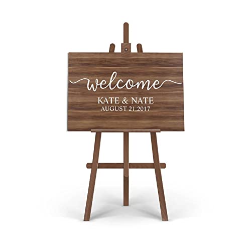 Panneau de bienvenue de mariage en bois rustique chic 30x45cm