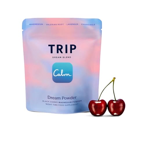 Trip Dream Powder Black Cherry Flavour | Night-Time Wind-Down Drink with Magnesium Glycinate Tart Cherry L-Theanine Chamomile & Lavender | Bedtime Ritual Blend | Low Sugar + Vegan | 30 Servings