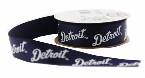 Detroit Baseball Ribbon 7/8" Inches by 9-Feet - Officially Licensed