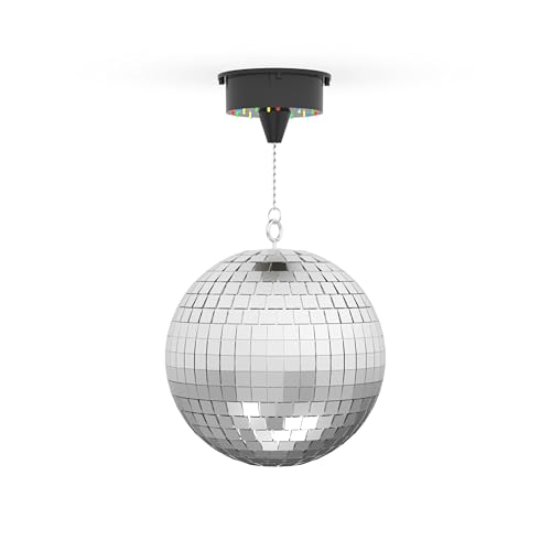 R-MUSIC Mirror BALL Bola de espelho e LED RGB – Bola de discoteca de 15 cm de diâmetro, corrente de fixação, ideal para decoração, festa, noite, dança e Natal, espelho
