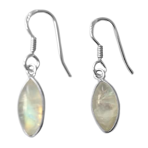 Pierre de lune arc-en-ciel boucles d'oreilles anti-allergie - 4