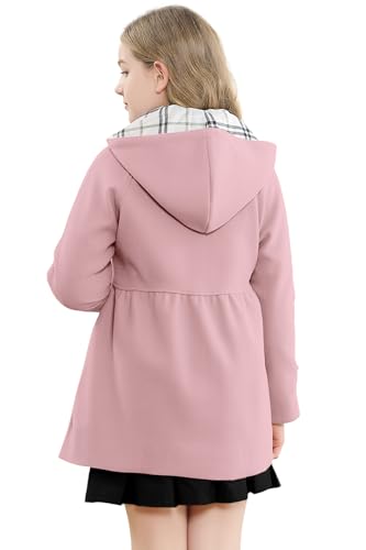 Image of Betusline Girls' Dress Coat, Kids Hoodie Wool Blend Coats Fall Winter Outerwear Peacoat,2-14 Years