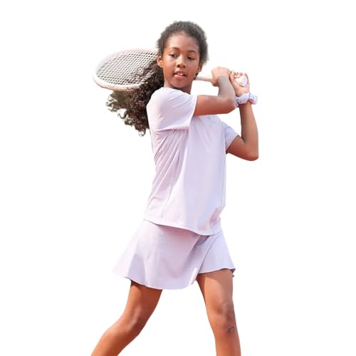 PATPAT Girls Sports Set, Quick-Dry UPF Tee & Bamboo Skort, Flowy Athletic Outfit for Tennis & Outdoor Play, Size US6/XS