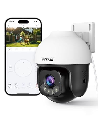 Tenda Telecamera WiFi Esterno 5MP, AI Rilevamento Persone e Veicoli, Visione Notturna a Colori, Auto Tracking, IP65, Compatibile Alexa