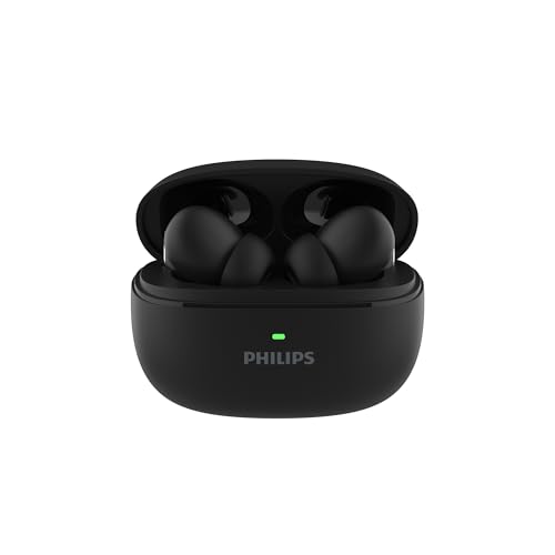 Philips TAT1150BK/94 Premium Wireless Earbuds with ANC, Quad Mic ENC, Up to 55 Hr Playtime,13mm Neodymium Drivers,Multipoint, ergonomically...