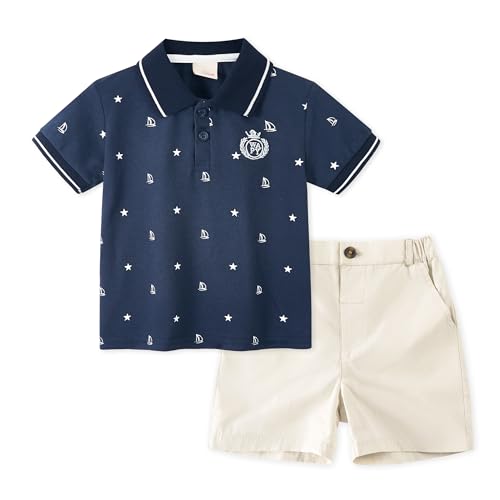 Image of Volunboy Baby Boy Summer Clothes Short Sleeve Polo Shirts Shorts Set Pique Beach Outfits