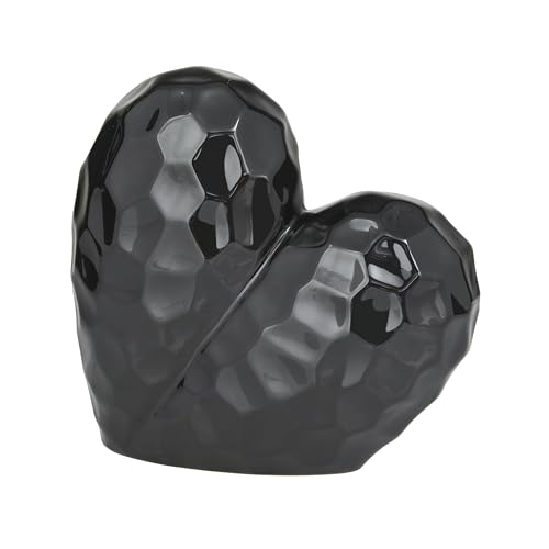 Escultura decorativa de porcelana corazón negro 8"x3"x8"