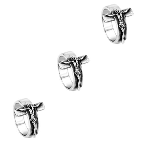 Bague croisée de Jésus en croix : lot de 2 anneaux chrétiens de fiançailles