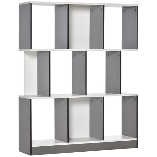 HOMCOM Mobile Libreria a 8 Ripiani per Soggiorno e Camera da Letto, Libreria Scaffale Moderna in Truciolato, 100x27x124 cm, Grigio Scuro