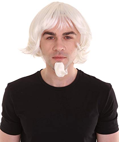 Wigs2you.com メンズ ウィッグ ホワイト アンクル・サム風 ヒゲ付きセット ハロウィン・仮装・パーティー用 合成繊維 耐熱仕様 - ホワイト
