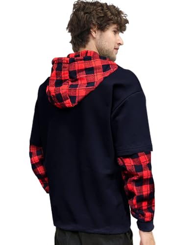 Image of EYEBOGLER Mens Regular Fit Hooded Neck Full Sleeve Tshirt