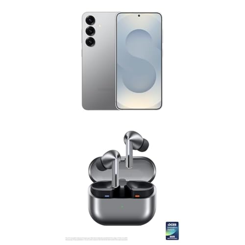 Image of Samsung Galaxy S25 256GB Unlocked AI Smartphone, Silver Shadow w / Galaxy Buds 3 Pro AI True Wireless Bluetooth Earbuds, Silver