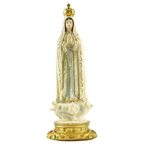 Fatima Statue Lady of Fatima Virgin Mary Religious Figurine Collection Tabletop Decorations Gift Hand Painted Resin (7.87'' Tall) Cover