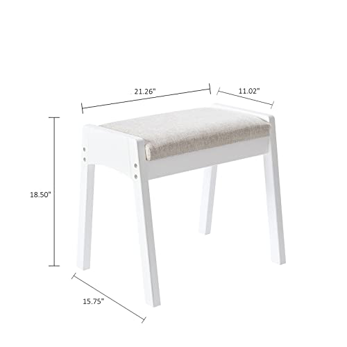 BEWISHOME-Vanity-Stool-Bedroom-Vanity-Chair-with-Large-Surface-Upholstered-Seat-Vanity-Bench-Desk-Stool-Makeup-Chair18-Height-Makeup-Bench-Stool-Chair-Stool-for-Vanity-Makeup-Stool-White-FSD05W BEWISHOME Vanity Stool Bedroom Vanity Chair with Large Surface Upholstered Seat Vanity Bench Desk Stool Makeup Chair18 Height Makeup Bench Stool Chair Stool for Vanity Makeup Stool White FSD05W