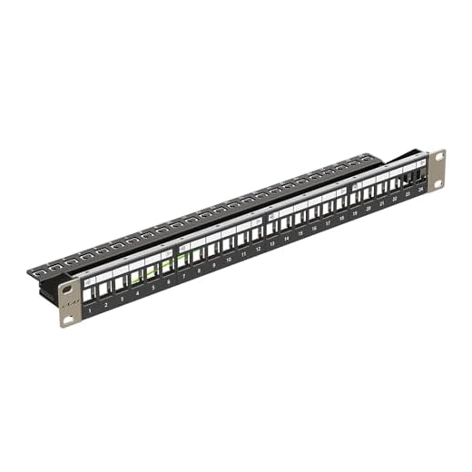 FGB 1U Patchpanel 24 Port für Keystone Module, patchpanel 19 Zoll, Rackeinbau oder Wandmontage Patchfeld mit Rückleiste, Kompatibel CAT5 CAT6 CAT7 CAT8 Netzwerk Verlegekabel