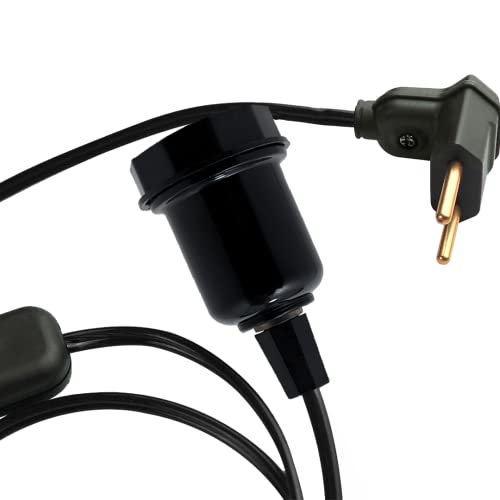 Pendente de Tomada 4 M Interruptor E Bocal E-27 Preto