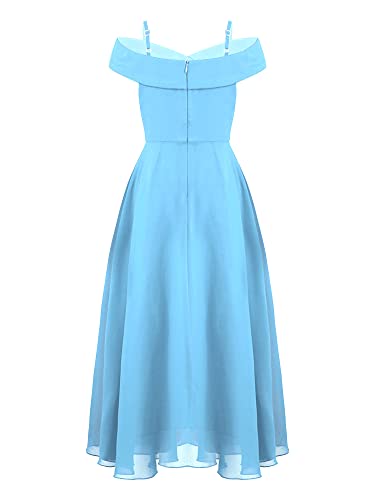 Kids Flower Girls Dress Spaghetti Strap Off Shoulder Chiffon Bridesmaid Dress A Line Formal Long Gown2