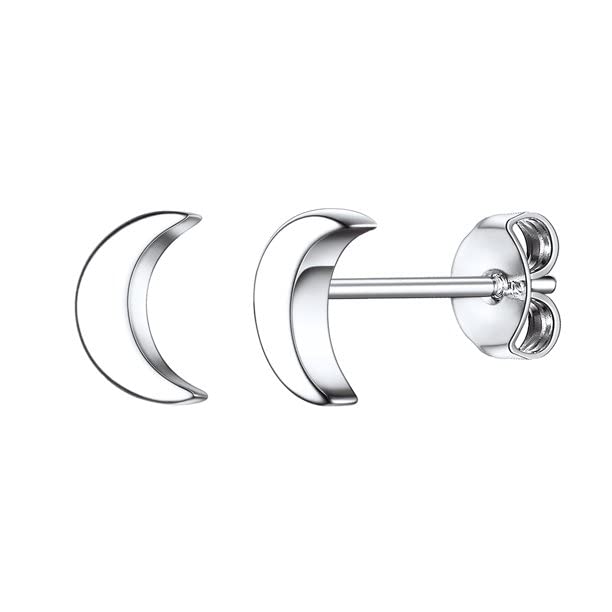 Daily Use Stud Crescent Stud Moon Earring 925 Genuine Silver For womens (B09SWB38VQ) Amazon Price History, Amazon Price Tracker