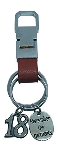 18th Birthday ~ Keepsake Genuine Leather Key Chain with Gift Packaging for Boy or Girl