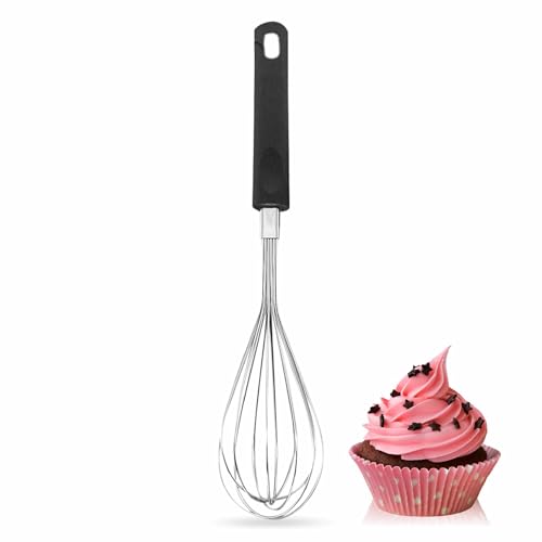 Whisk Heavy Duty Metal Whisk with Nylon Handle Handheld Whisk Manual Egg Beater Balloon Whisk for Whisking Mixing Beating Frothing Stirring Cooking Baking Kitchen Utensil Home Accessories