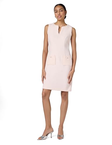 KARL LAGERFELD Paris Women's Tweed Shift Dress with Pockets, Rose, 8