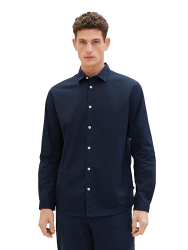 TOM TAILOR Herren Regular Fit Business Hemd mit Stretch, 11075 - Navy, XL – Ansicht 1