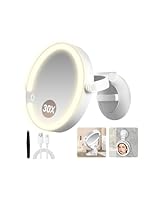 MOMOKUBA Vergrößerungsspiegel mit Saugnapf 30 Fache, Doppelseitiger Kosmetikspiegel mit Beleuchtung, EIN Badezimmerspiegel mit 3 Beleuchtungsmodi Eignet Sich, Schminkspiegel für Zimmer und Badezimmer