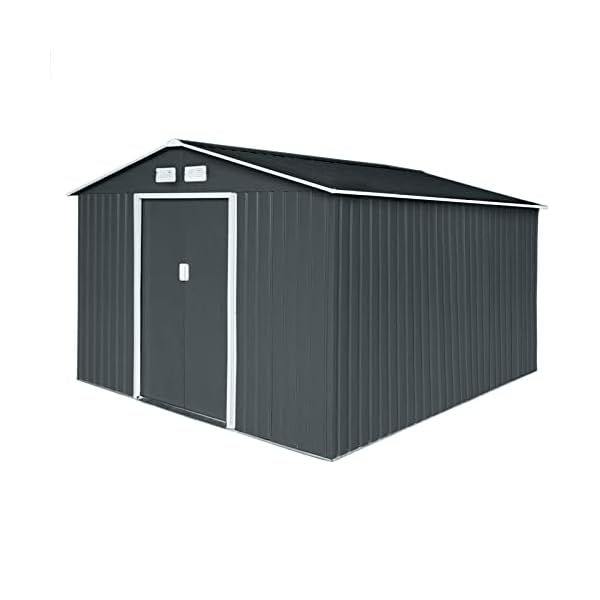 HATTORO S300 Metalen gereedschapsschuur XXXL 277 x 319 x 192 cm, gereedschapsschuur, tuinhuis, zadeldak, antraciet