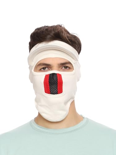 Image of Gajraj Unisex Cotton Anti Pollution Dust Sun Protecion Full Face Cover Mask with Air Filter Mesh and Visor (Skin)