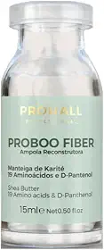 Ampola Capilar Prohall Proboo Fiber 15ml - Reconstrução Profunda Cabelos Danificados - Manteiga Karité, 19 Aminoácidos e D-Pantenol