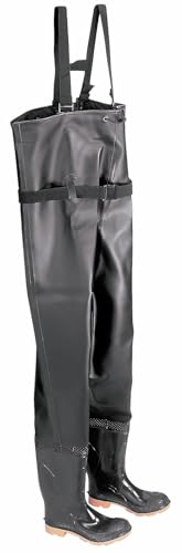 Dunlop Protective Footwear, Chest Wader Black Steel Toe, 100% Waterproof PVC, Lightweight and Durable