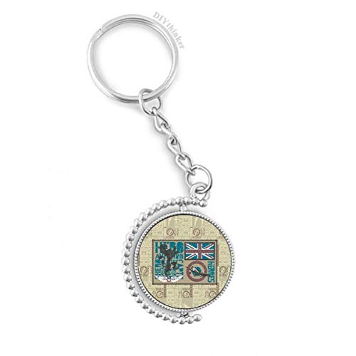Porte-clé lion capitaine rotatif DIYthinker 1,2x3,5 pouces multicolore
