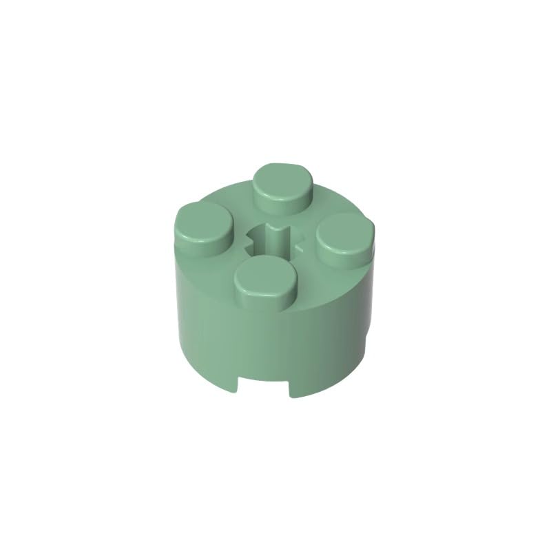 Gobricks 6143 Round Brick Brick Round 2x2 with Axle Hole 50 Pieces GDS-607 Compatible with Lego Building Blocks Color:Sand Green โ image 1