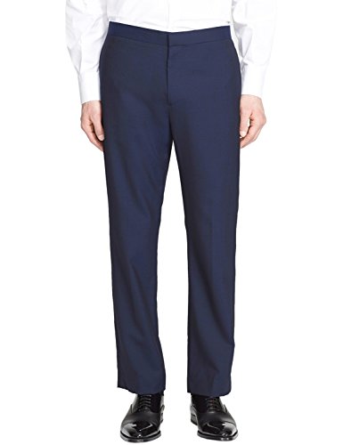 Theory Jake Honister Slim Fit Flat Front Tuxedo Pants Peacock Navy Blue 38