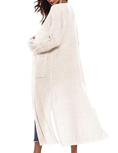 Womens Casual Long Sleeve Split Open Cardigan Knit Long Cardigan Sweaters with Pockets Fall Fashion 20244
