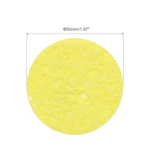 Image of MECCANIXITY 15PCS Soldering Sponge 50mm Round Yellow Cleaning Pad Welding Tip Iron Replacement for Cleaning Soldering Iron 2mm Natural Thickness 11mm Water Absorption Thickness