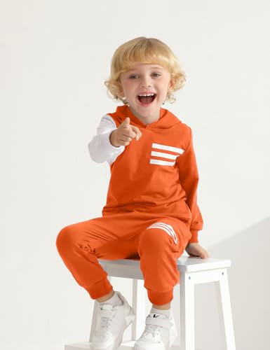 Image of Toddler Boy Clothes Long Sleeve Hoodie Sweatsuits Tops and Pants 2Pcs Boys Fall Winter Outfits Set