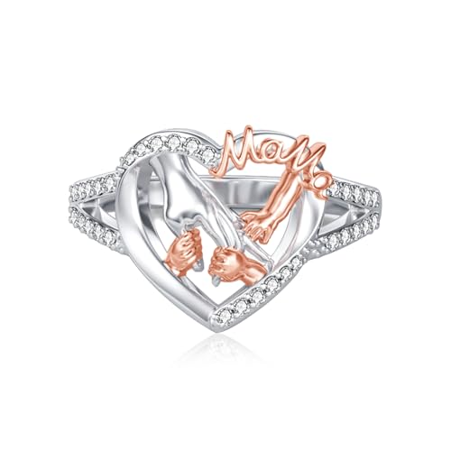 Bague argent 925 femme cœur zircone cadeau mère fille trois enfants