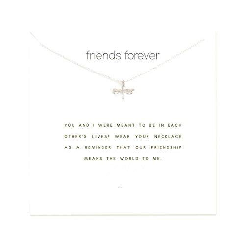 VWH Women Girls Dragonfly Pendant Necklace Sterling Silver Clavicle Chain Necklace, Silver Colour with Card