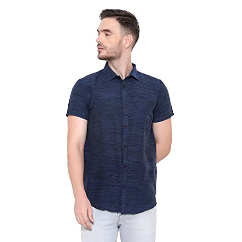 Image of LATEST CHIKAN Men's Cotton Blend Textured Half Sleeves Shirt