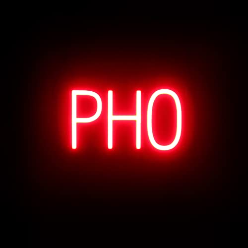 Image of SpellBrite LED Neon PHO Sign for Business - Red, 13 inch x 6 inch | Ultra-Bright Click-Together Signage for Restaurants, with Visibility from 500 Feet - 8 Animations, 6 Brightness Settings