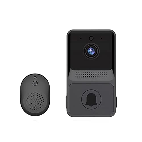 Frunimall Sonnette vidéo sans Fil, Sonnette vidéo Wi-FI Intelligente avec Carillon, Vision Nocturne, kit de Sonnette de Porte avec vidéo HD, Stockage dans Le Nuage, WiFi 2,4 G (Noir)