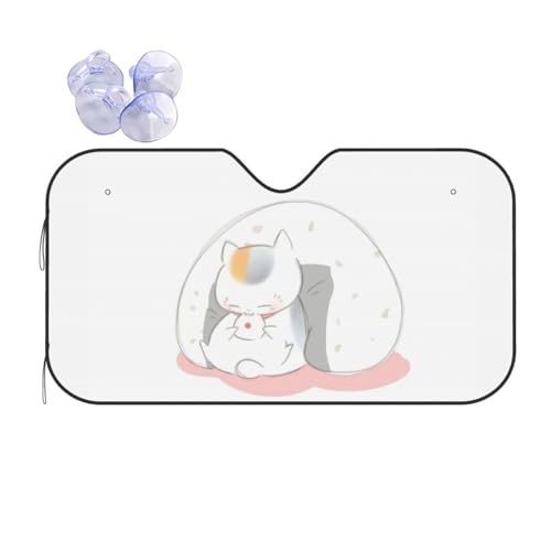 サンシェード 夏目友人帳 にゃんこ先生 車用 フロントガラス 遮光 断熱 Uvカット 劣化防止 吸盤2個付 簡単取付・収納 2サイズ選択